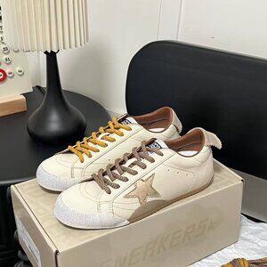 Golden Goose White and Gold Sneakers